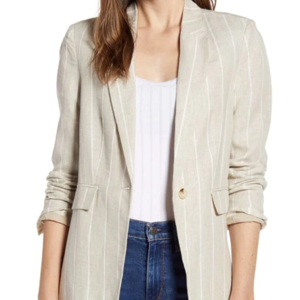 Sanctuary Eastport Linen Striped Blazer in XS